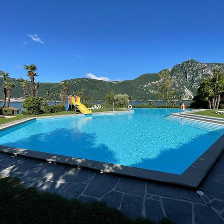 Luganersee, Pool, Strand, Parkplatz, Suite 204 Bissone Dış mekan fotoğraf