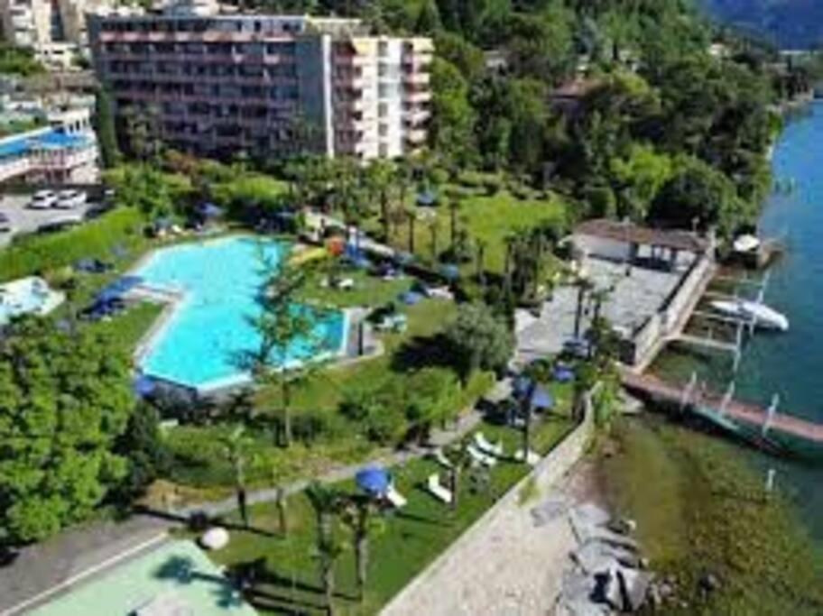 Luganersee, Pool, Strand, Parkplatz, Suite 204 Bissone Dış mekan fotoğraf