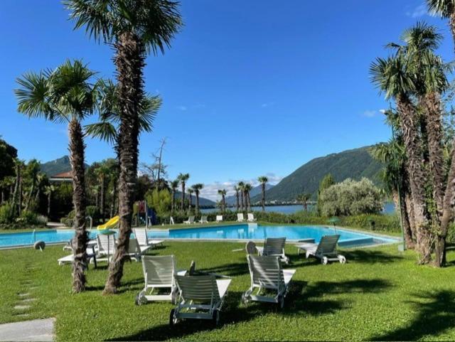 Luganersee, Pool, Strand, Parkplatz, Suite 204 Bissone Dış mekan fotoğraf