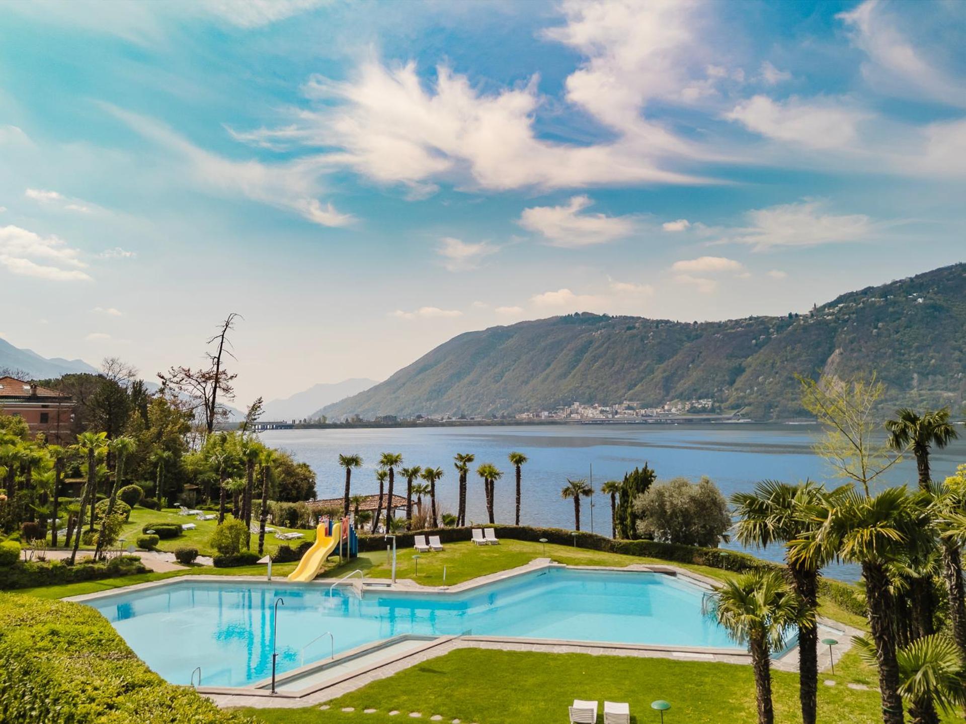 Luganersee, Pool, Strand, Parkplatz, Suite 204 Bissone Dış mekan fotoğraf