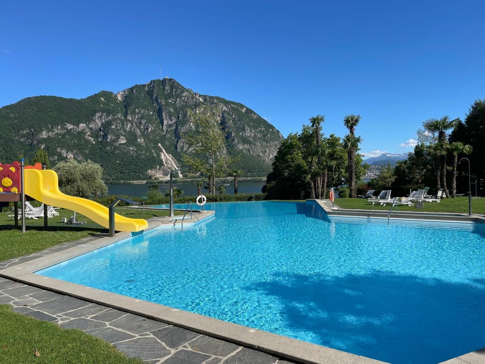 Luganersee, Pool, Strand, Parkplatz, Suite 204 Bissone Dış mekan fotoğraf