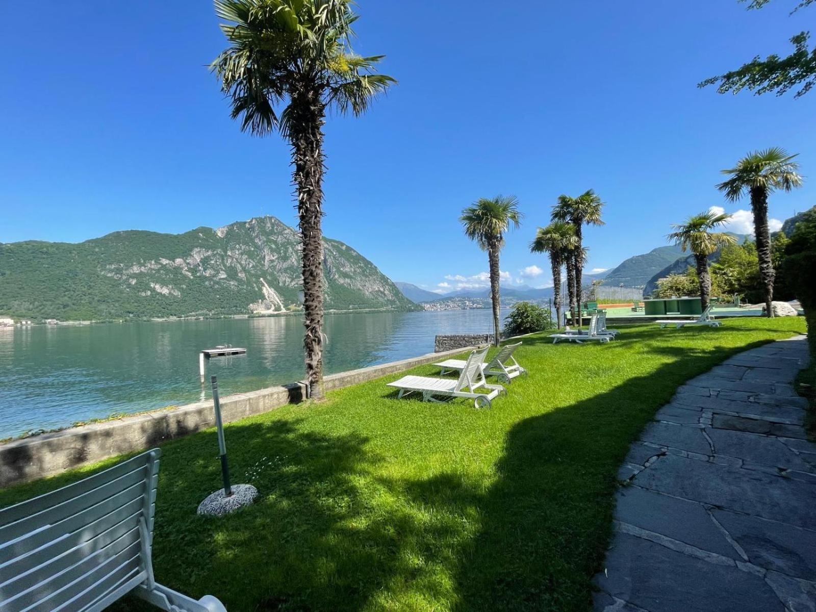 Luganersee, Pool, Strand, Parkplatz, Suite 204 Bissone Dış mekan fotoğraf